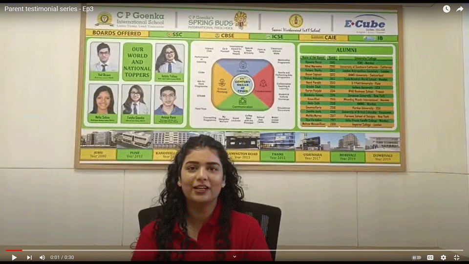 Parent testimonial - CP Goenka International School