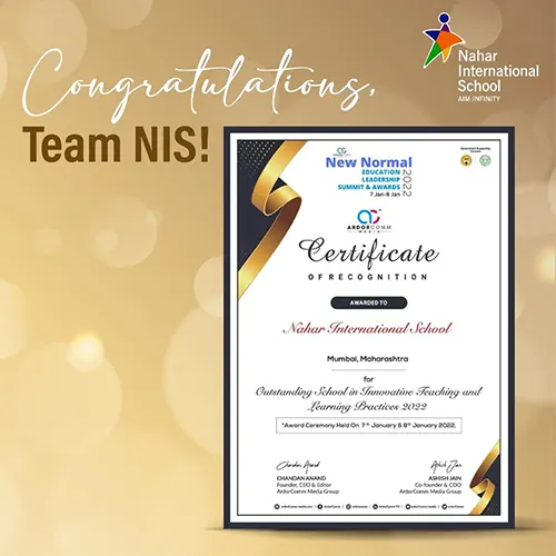 nahar internatonal school Outstanding School in Innooative Feaching and learning practices 2023