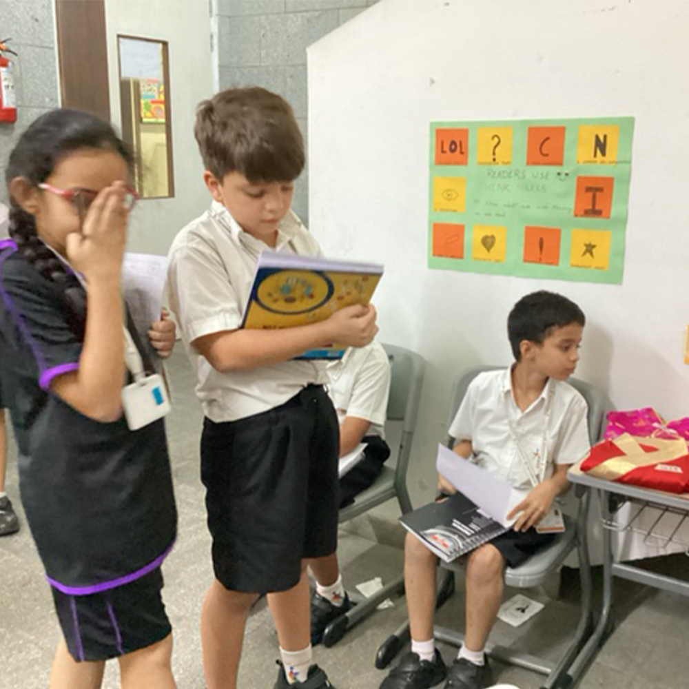 Students engaging in math activities during the event