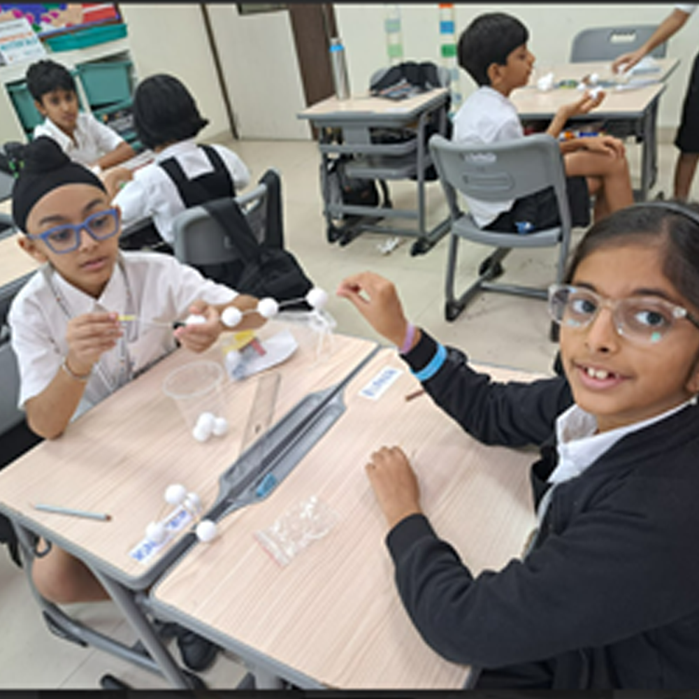 Science experiment demonstration in progress.