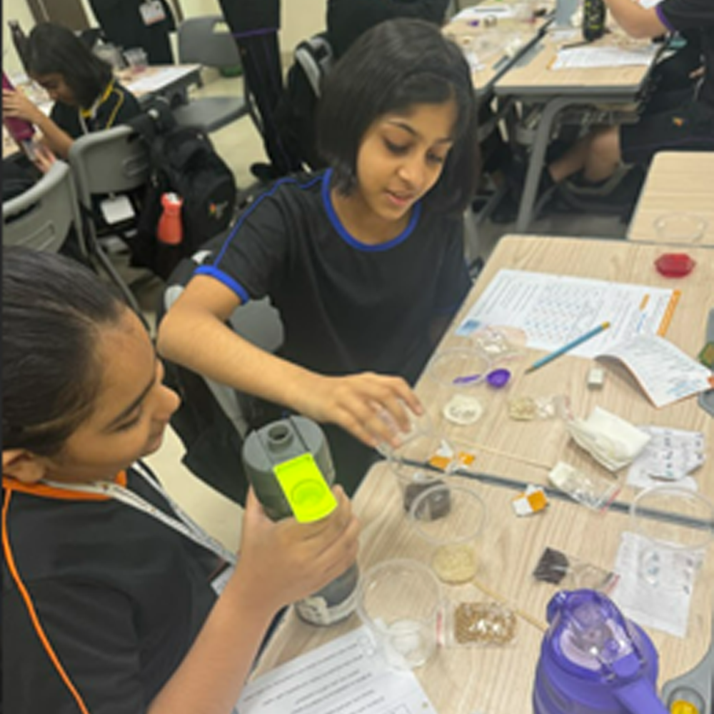 Students engaged in a science activity